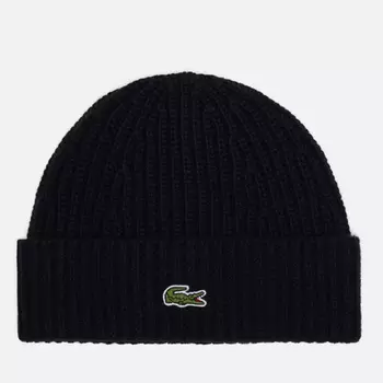 Шапка Lacoste Ribbed Wool Blend Beanie, цвет чёрный