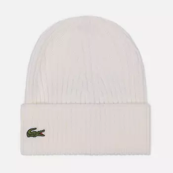 Шапка Lacoste Ribbed Wool Knit, цвет бежевый