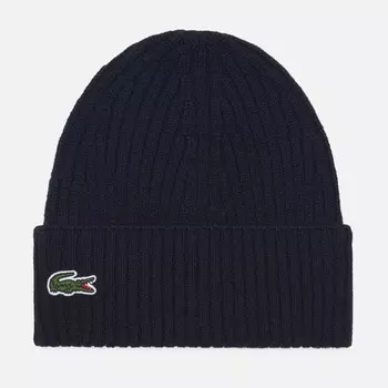 Шапка Lacoste Ribbed Wool Knit, цвет чёрный
