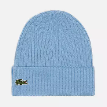 Шапка Lacoste Ribbed Wool Knit, цвет голубой