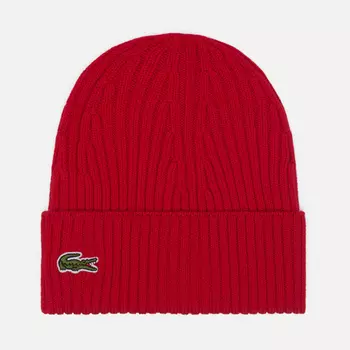 Шапка Lacoste Ribbed Wool Knit, цвет красный
