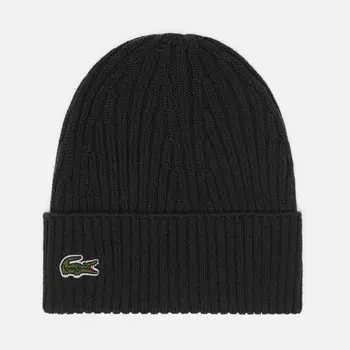 Шапка Lacoste Ribbed Wool Knit, цвет оливковый