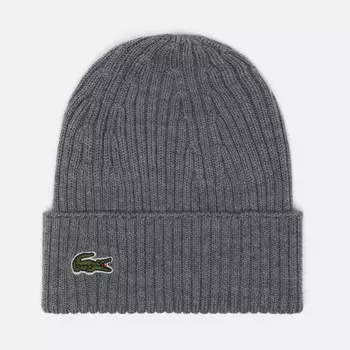 Шапка Lacoste Ribbed Wool Knit, цвет серый