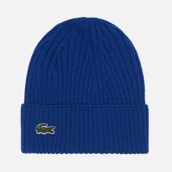Шапка Lacoste Ribbed Wool Knit, цвет синий