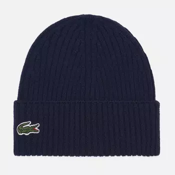 Шапка Lacoste Ribbed Wool Knit, цвет синий