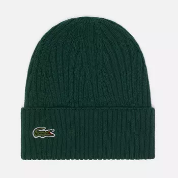 Шапка Lacoste Ribbed Wool Knit, цвет зелёный