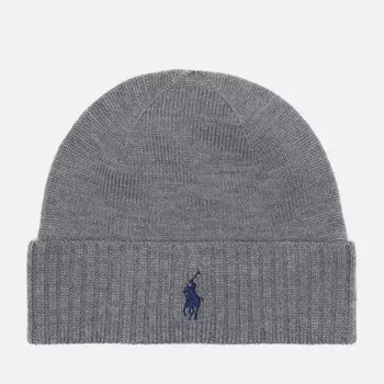 Шапка Polo Ralph Lauren Embroidered Logo Rib, цвет серый
