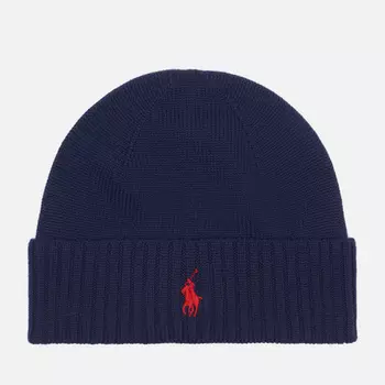 Шапка Polo Ralph Lauren Embroidered Logo Rib, цвет синий