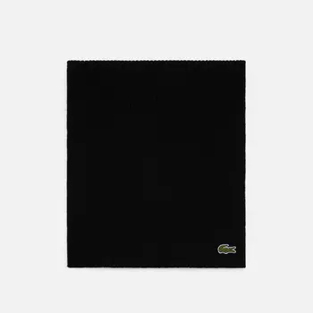 Шарф Lacoste Ribbed Wool Embroidered Crocodile, цвет чёрный