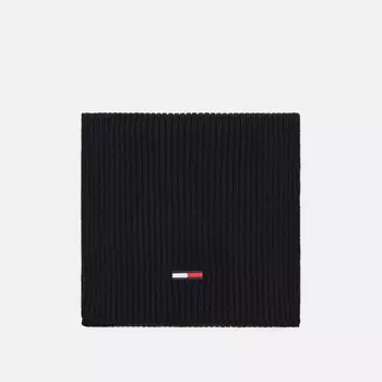 Шарф Tommy Jeans Rib Flag Embroidery, цвет чёрный
