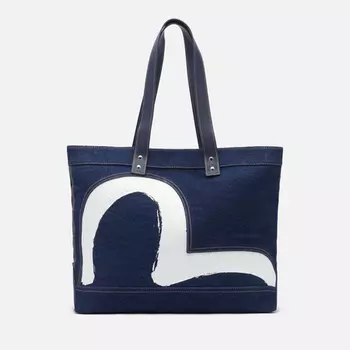 Сумка Evisu Hand Brush Seagull Print Denim Tote, цвет синий