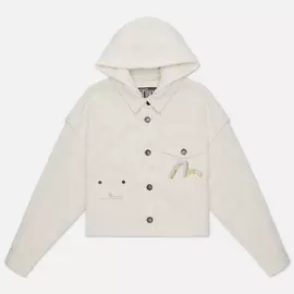 Женская джинсовая куртка Evisu Denim Glitched Monogram Hoodie, цвет белый, размер M
