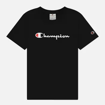 Женская футболка Champion Big Logo Crew Neck, цвет чёрный, размер S