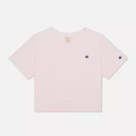 Женская футболка Champion Reverse Weave C Logo Crew Neck Cropped, цвет розовый, размер XL