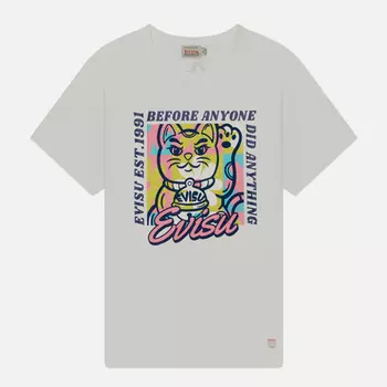 Женская футболка Evisu Cat With Slogan Plastisol Printed & Flocking, цвет белый, размер L