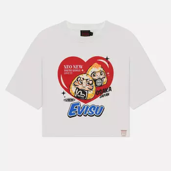 Женская футболка Evisu Daruma Onigiri Heart, цвет белый, размер XS