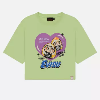 Женская футболка Evisu Daruma Onigiri Heart, цвет зелёный, размер XS