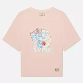 Женская футболка Evisu Double-Face Daruma Print, цвет розовый, размер XS