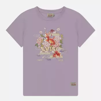 Женская футболка Evisu Goldfish & Floral Wave Printed, цвет фиолетовый, размер S