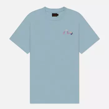 Женская футболка Evisu Printed Cranes Floral Daicock Seagull Boyfriend, цвет голубой, размер S