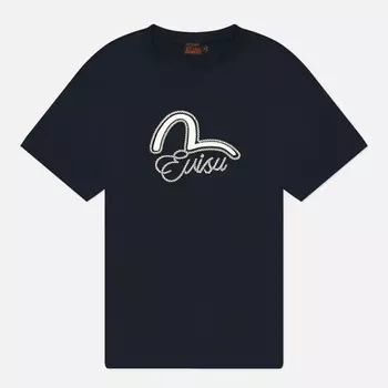 Женская футболка Evisu Seagull Print & Twisted Rope Logo Embroidery, цвет синий, размер S