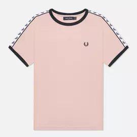 Женская футболка Fred Perry Boxy Taped Ringer, цвет розовый, размер S