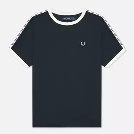 Женская футболка Fred Perry Boxy Taped Ringer, цвет синий, размер XS