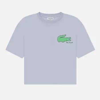 Женская футболка Lacoste Loose Fit Print Crocodile, цвет голубой, размер L