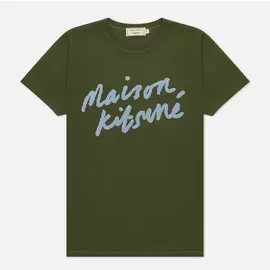 Женская футболка Maison Kitsune Handwriting Classic, цвет зелёный, размер M