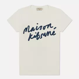 Женская футболка Maison Kitsune Handwriting, цвет белый, размер XS