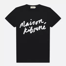 Женская футболка Maison Kitsune Handwriting, цвет чёрный, размер S