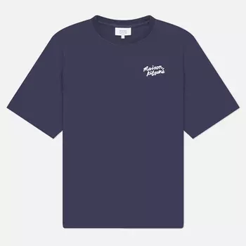 Женская футболка Maison Kitsune Maison Kitsune Handwriting Comfort, цвет синий, размер S