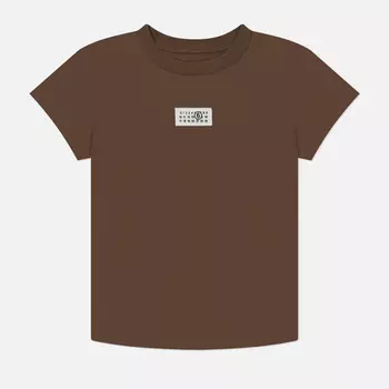 Женская футболка Maison Margiela MM6 Birka Logo Numbers, цвет коричневый, размер XS