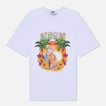 Женская футболка MSGM Beach Cat, цвет белый, размер XS