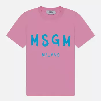 Женская футболка MSGM Brush Stroke Logo, цвет розовый, размер M