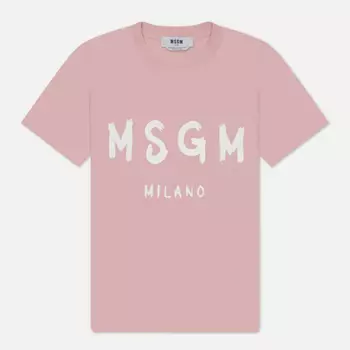 Женская футболка MSGM Brush Stroke Print, цвет розовый, размер L