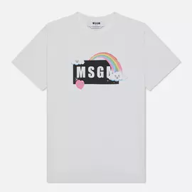 Женская футболка MSGM Cute Logo Box, цвет белый, размер XXS