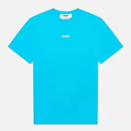 Женская футболка MSGM Micrologo Seasonal Crew Neck, цвет голубой, размер XS