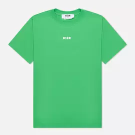 Женская футболка MSGM Micrologo Seasonal Crew Neck, цвет зелёный, размер M