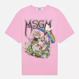 Женская футболка MSGM Time Catching, цвет розовый, размер L