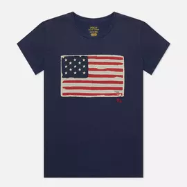 Женская футболка Polo Ralph Lauren American Flag Print, цвет синий, размер XXXL