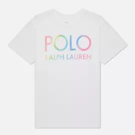 Женская футболка Polo Ralph Lauren Big Fit Ombre Logo, цвет белый, размер M