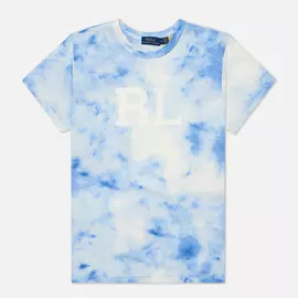 Женская футболка Polo Ralph Lauren Bleached RL, цвет голубой, размер S