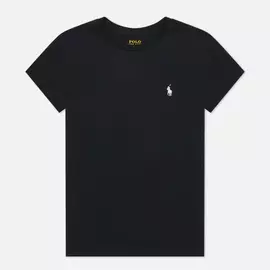 Женская футболка Polo Ralph Lauren Embroidered Logo 30/1 Cotton Jersey, цвет чёрный, размер M