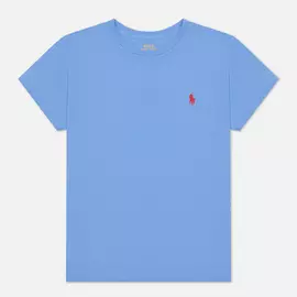 Женская футболка Polo Ralph Lauren Embroidered Logo 30/1 Cotton Jersey, цвет голубой, размер L