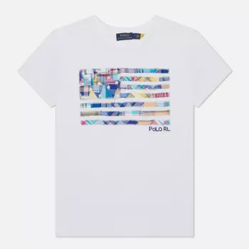 Женская футболка Polo Ralph Lauren Madras-Flag, цвет белый, размер M