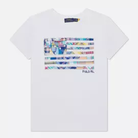 Женская футболка Polo Ralph Lauren Madras-Flag, цвет белый, размер S