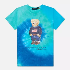 Женская футболка Polo Ralph Lauren Polo Bear Tie-Dye, цвет голубой, размер M