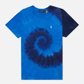 Женская футболка Polo Ralph Lauren Spiral Tie-Dye Big Fit, цвет синий, размер XS