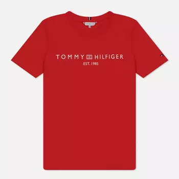 Женская футболка Tommy Hilfiger Signature Logo Flag Embroidery, цвет красный, размер M